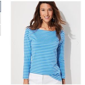 V. Vines - NWT Simple BTNK LS Tee - Bimini Blu/Wht